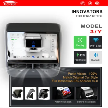 CARVIEW 7,0 Zoll Bildschirm Android 12 Für Tesla Modell 3 Y Rear Display Panel Air Conditioner Control IPS Multimedia Player Radio C