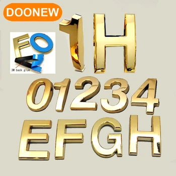 Tür Platte goldene Farbe Hausnummer 5CM Dekorative Buchstaben & Zahlen Maßgeschneiderte ABS-Kunststoff Postfach Adresse Aufkleber Label Zeichen