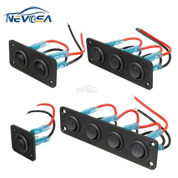 NEVOSA 12V 1-4 Gang Universal Schalter Marine Rocker Schalter Panel USB Auto Boot Marine RV LKW Blau LED-Styling Zubehör