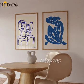 Matisse Abstract Style Blue Lines Retro Poster Leinwand Drucken Malerei Wand Kunst Bilder Nordic Wohnzimmer Interior Home Decor