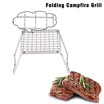 Grill Lagerfeuer Picknick Camping Folding Edelstahl Camping Rost Stehen Multifunktionale Grill Zubehör Tragbare Home Outdoor K4R6