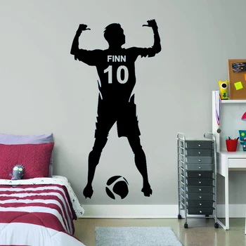 Jungen Schlafzimmer Fußball Wand Aufkleber Dekoration Fußball Personalisierte Name und Nummer Vinyl Wand Aufkleber Kunst Dekoration G-106