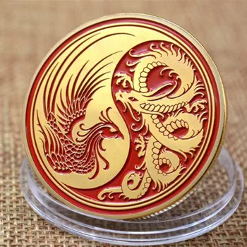 Drachen-Und Phönix-Souvenir Gedenkmünze Chinesischen Stil Sammlung Münzen Tai Chi Münze, Dreidimensionale Relief-Plakette