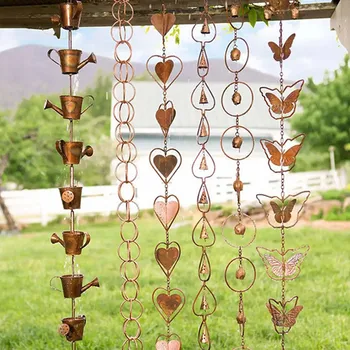 Vintage Metall Wind Chimes Bell Butterfly Wasserkocher Herz Bell Shape Regen Kette Erwartet Sie Das Windbell Outdoor Hanging Ornament Hof Garten Decor