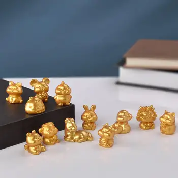 Nützliche Desktop Ornamente chinesischen Tierkreiszeichen goldene Statue Sammlerstücke Mini Tiere Figuren Rost-Beweis für Regal