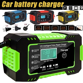 Auto Batterie Ladegerät 12V 6A Intelligente Schnelle Lade Puls Reparatur Typ Voll Auto-Stop Dual-Mode-Blei-Säure-Motorrad-LKW