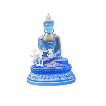 Blue Buddha statue Hause Kloster mit Wasser verglaste Guanyin Buddha statue, Harz Handwerk Ornamente
