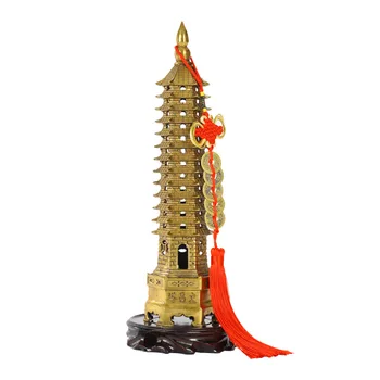 9 Lagen/13Layers Feng Shui Kupfer 3D Modell China Wenchang Pagode Turm Handwerk Statue Souvenir Home Dekoration Metall Handwerk