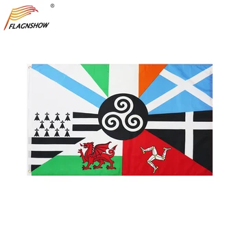 3x5 Ft Multi keltische Flagge keltischen Ländern flags Banner Polyester mit Ringen