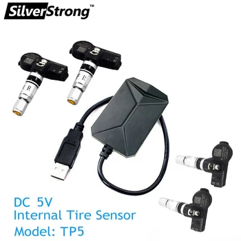 SilverStrong TPMS USB Reifen Alarm Auto Tire Pressure Monitoring System 4 Reifen-Sensoren, die Temperatur, die für Android Auto DVD