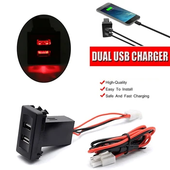 2.1 A Dual USB Ladegerät Adapter Socket 2-Port Telefon Ladegerät Rot/blau Licht Gebaut-In-Schalter 12-24V Für den Transport T4