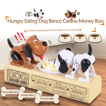Hungrig Essen Hund Banco Canino Geld Box Geld Bank Stola Münze Sparschwein
