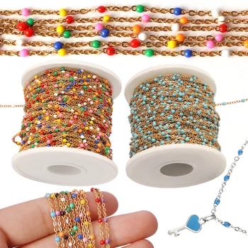 1Meters Edelstahl Perlen Ketten Bunter Perlen Kette Choker Halskette für Frauen Bunte Link DIY Schmuck Machen Lieferungen