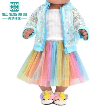 Baby Kleidung für Puppe fit 43 cm neue geboren Puppe Zubehör Mode Pailletten jacken und Kleider Weihnachten Geschenke für Kinder