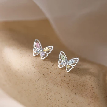 Fashion dream niedlichen Schmetterling Ohrringe Mädchen süße Ohrringe high-end-rosa blau kleine butterfly magic temperament Ohrringe Geschenk