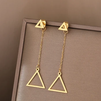 Edelstahl Ohrringe, Geometrischen Dreieck, Gothic Mode Quaste Anhänger Ohrringe Für Frauen Schmuck Hip Hop Party Mädchen Geschenke