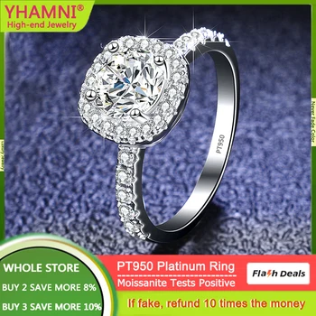 Solid PT950 Platinum 100% Moissanite Ringe 0.5 CT 1CT 2CT Brillant Diamant Engagement Ringe Für Frauen Versprechen Geschenk-Schmuck-MR028