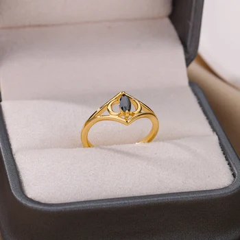 Schwarz Zirkon Ringe Für Frauen Liebhaber Gold Farbe Edelstahl Engagement Hochzeit Ring Frauen Mode Finger Schmuck Geschenk