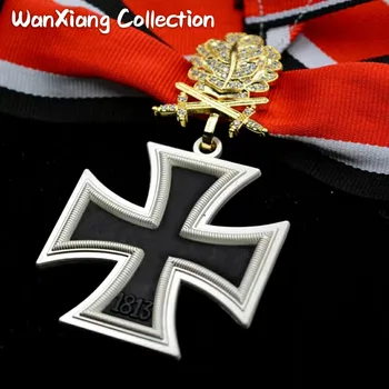Top-Qualität von WWII WW2 3pcs deutschen eisernen Kreuz-Kombination Medaille mit Diamanten Doppel Schwerter, Eichenlaub Abzeichen mit box