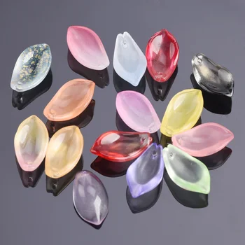 10pcs 19x11mm Blütenblatt Form Murano Kristall Glas Lose Handwerk Perlen Spitze-Kreuz-Gebohrt Anhänger für Ohrring Schmuck Machen DIY