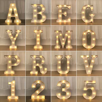 Dekorative Buchstaben Alphabet LED Brief Lichter Leuchtende Anzahl Lampe Dekoration Batterie Nacht Licht Party Baby Schlafzimmer Dekoration.