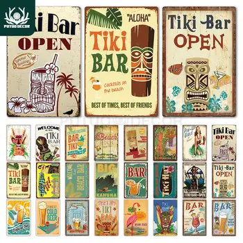 Tiki Bar Wand Dekor Metall Zeichen Plaque Metall-Sommer-Tiki-Zeichen Metall Platte für Tiki Bar, Beach Bar Dekorative Eisen Malerei