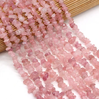 40cm Natürliche Kristall Rose Quartzs Stein Unregelmäßigen Kies Lose Perlen für Armband Schmuck Frauen Zubehör Geschenk Größe 3x5-4x6mm
