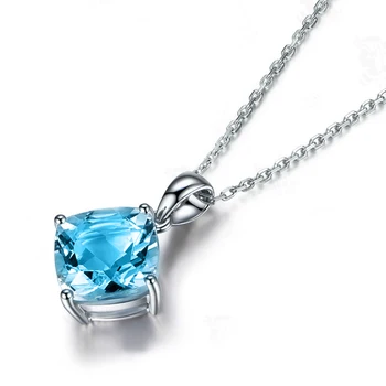 Top-Marken Sky Blau Aquamarin Anhänger Halskette für Frauen 925 Silber Halskette für Frauen edlen Schmuck Party Jahrestag Geschenk