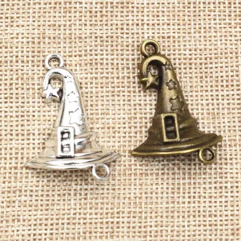 5pcs 36x28mm Antike Bronze Silber Überzogene Magie Hut Handgemachte Charme Anhänger:DIY für Armband Halskette
