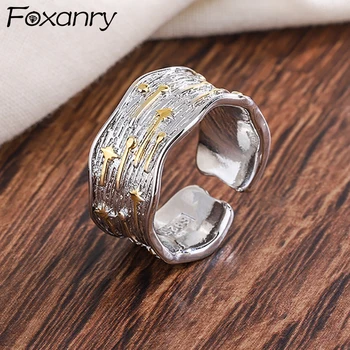 FOXANRY Minimalistische Paare Ringe für Frauen Paare Neue Mode Kreative Unregelmäßige Geometrische Handgemachte Party Schmuck Geschenke