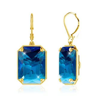 Echt Silber 925 Ohrringe Tropfen Ohrringe Für Frauen Blau Topaz Zubehör Ozean-Gold Überzogen Feine Schmuck 2022 Luxus-Marken