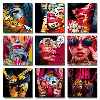Moderne Pop-Abstract-Cool-Mädchen-Wand-Kunst-Plakat-Graffiti Sexy Frau Leinwand Malerei Home Dekoration Wandbild Bilder-Artwork-Prints