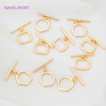 18K Gold Plated Brass Metal OT Toggle-Haken Haken Polygonalen Ende Schnalle Für DIY Perlen Armbänder Halskette Anschlüsse
