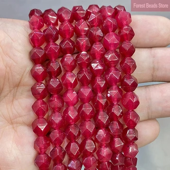 8MM Glatte Natürliche Facettierten Schatz Rot Chalcedon Jade Spacer Lose Perlen DIY Armband Ohrringe für Herstellung von Schmuck 14 Zoll Strang