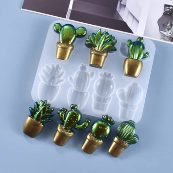 3D Kaktus-Schlüsselanhänger Kristall Epoxy Harz Mold Handmade Anhänger Dekorationen Silikon Form DIY Handwerk Casting Tool