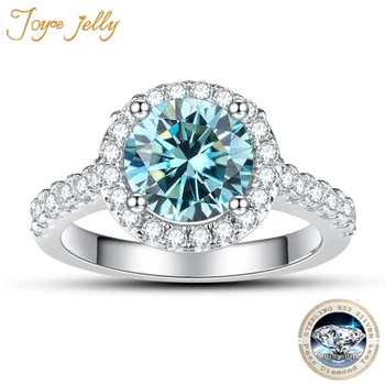 JoyceJelly Klassische Frauen 925 Sterling Silber Ring Mit Echten Moissanite 1ct 2ct D Farbe Runde Form Luxus Hochzeit Schmuck