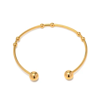 Youthway Vintage Edelstahl Perlen Manschette Armband für Frauen Einstellbar Gold-Plated Bangle Ästhetische Schmuck Geschenk 2023