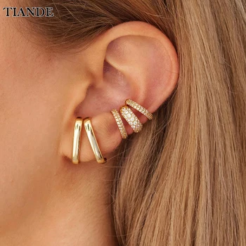 TIANDE Gold Plated Ohr Manschette Ohrringe für Frauen Mode Vintage Exquisite Zirkon Clip Ohrringe 2023 Schmuck Großhandel