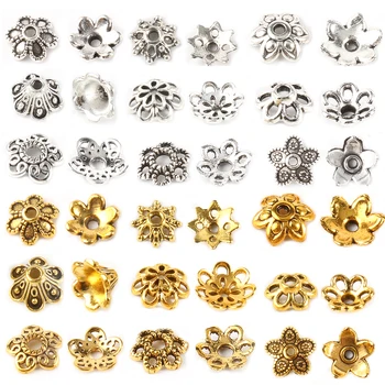 Antikes Gold tibetischen Silber Farbe Perlen Kappen Ende Caps Blume Perlen Handarbeiten für Schmuck Machen Erkenntnisse DIY Zubehör