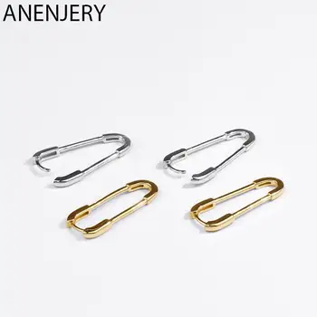 ANENJERY Silber Farbe Büroklammer Hoop Ohrringe für Frauen Sicherheitsnadel-Ohrringe-Schmuck-Zubehör