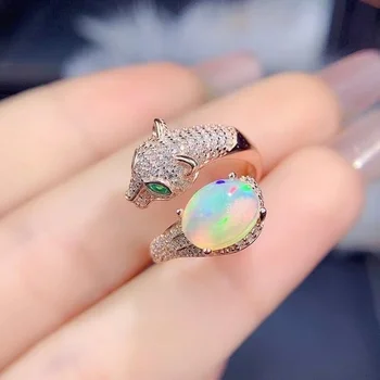 Natürliche Opal Ringe Solide Farbe 925 Sterling Silber Frauen Farbigem Stein Ringe edlen Schmuck Resizable Ringe für Frauen
