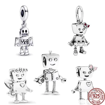 NEUE 925 Sterling Silber Freundschaft Roboter & Bella Bot Punk Baumeln Charm Bead Fit Original Pandora Armband DIY Frauen Schmuck Geschenk