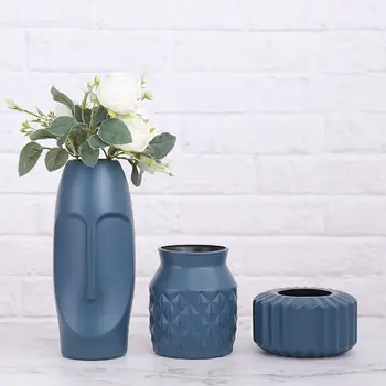 Neue Nordic Stil Licht Blau Kunststoff Wohnzimmer Dekoration Hydrokultur Vase Nachahmung Keramik Vase