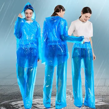 Erwachsene Einweg-Regenmantel Regen Hosen Split Anzug Farbe Zufällig Staubdicht Wasserdichte Anti-schmutzig Einweg-Schutzhülle Zufällige Farbe