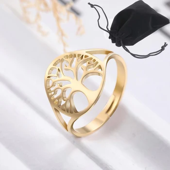 Skyrim Baum des Lebens Ring Edelstahl Gold Farbe Einstellbar Finger Ringe Amuelt Schmuck Jahrestag Geschenke für Frauen