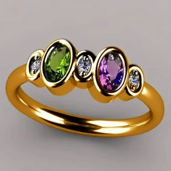 Exquisite Olive/Lila/Weiß CZ Einfache Stilvolle Gold Farbe Finger Ring Elegante Weibliche Hochzeit Engagement Party Schmuck
