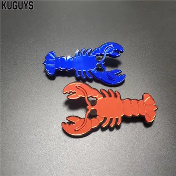 KUGUYS Blue Red Lobster Spiegel Acryl Brosche für Frauen Mädchen Schmuck-Neuheit Zubehör