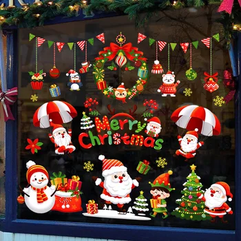 Weihnachten Fenster Aufkleber Weihnachten Ornamente Xmas-Wand-Dekor-Halloween Fenster Aufkleber Weihnachten Dekorationen für Haus