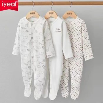 IYEAL 100% Baumwolle Langarm Pyjamas Jumpsuit, Kleinkind Kleidung Outfits 3Pcs/Lot Neugeborenen Baby Jungen Mädchen Romper