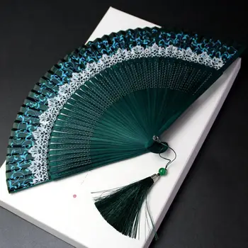 Chinesischen Stil Hand Fan Mit Quaste Anhänger Leichte Fotografie Requisiten Dekorative Retro Folding Gefälschte Seide Fan Folding Fan Arti
